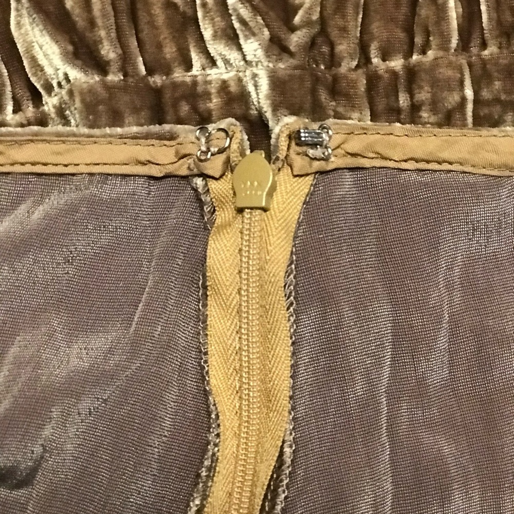Vintage Cache Brown Gold Velvet Flowy A-line Skirt Womens Size 0 - Picture 4 of 4